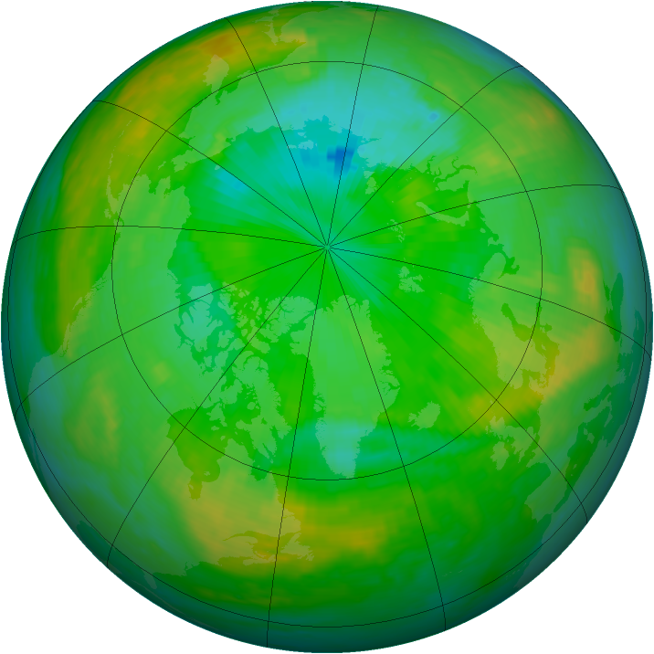 Arctic ozone map for 10 July 1986